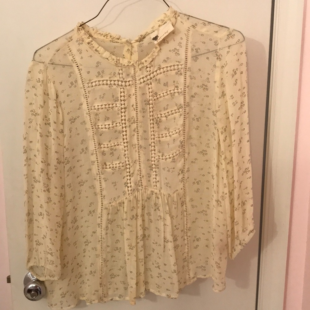 Off-white long sleeve Anthropologie Top